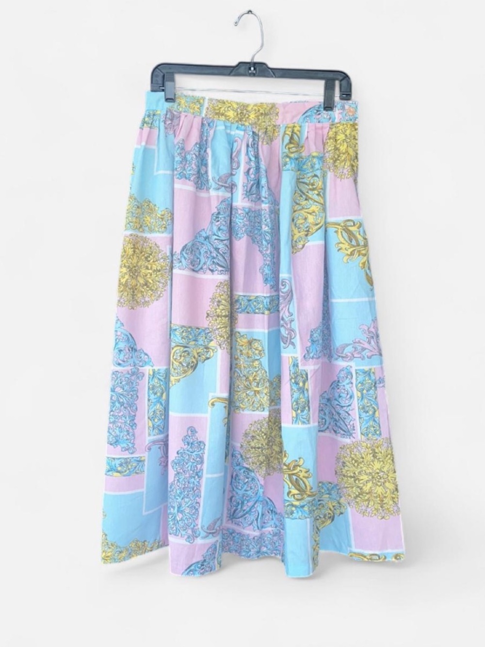 Pastel Blue and Lavender Printed A-Line Skirt